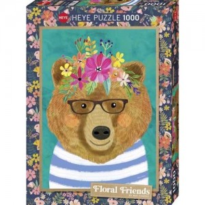 Heye: Floral Friends - Gentle Brown (1000) verticale puzzel
