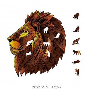 Rainbowooden Puzzles: Lion (121) houten legpuzzel