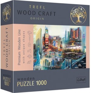 Trefl: Wood Craft - New York Collage (1000) houten legpuzzel
