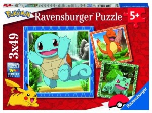 Ravensburger: Pokémon Charmander, Bulbasaur en Squirtle (3x49) kinderpuzzels