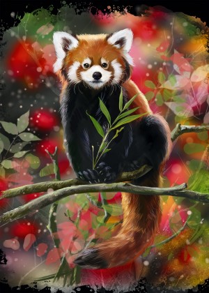 Alipson: Red Panda sits on a Branch (1000) verticale puzzel