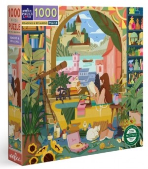 Eeboo: Reading and Relaxing (1000) vierkante puzzel