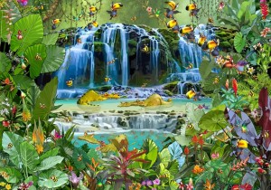 Grafika: Francois Ruyer - Waterfall (1000) legpuzzel