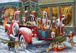 Bluebird: Dogs on Truck (1000) kerstpuzzel