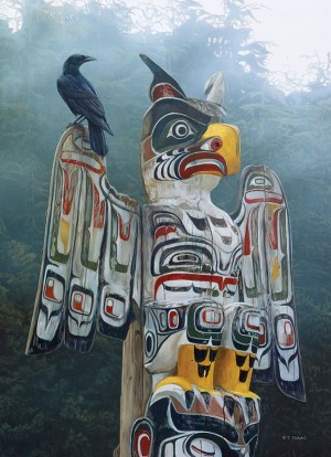 Cobble Hill: Totem Pole in the Mist - Terry Isaac (1000) Verticale puzzel
