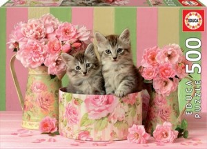 Educa: Kittens with Roses (500) legpuzzel