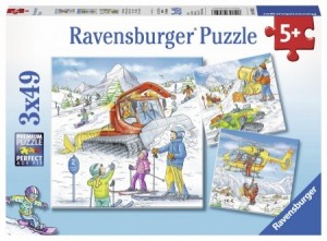 Ravensburger: Op de skipiste 3in1 (3x49) kinderpuzzel