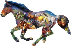 Master Pieces: Contours - Horsing Aroung (1000) shaped puzzel