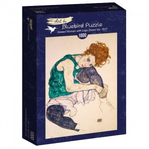 Art By Bluebird: Seated Woman with Legs Drawn Up (1000) kunstpuzzel