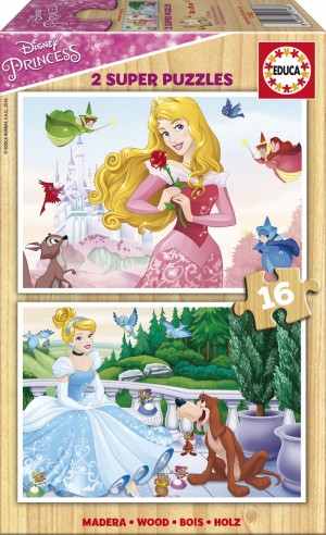 Educa: Disney Princess 2in1 (2x16) houten kinderpuzzels