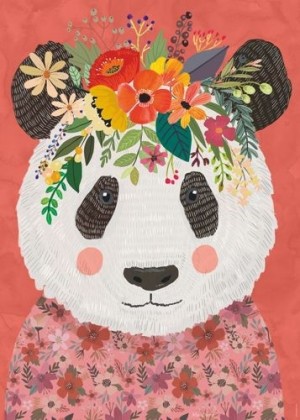 Heye: Floral Friends - Cuddly Panda (1000) verticale puzzel