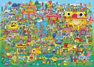 Heye: Jon Burgerman - Doodle Village (1000) legpuzzels