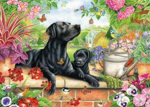 Otter House: Black Labrador and pup (1000) hondenpuzzel