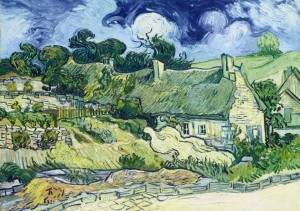 Art by Bluebird: Thatched Cottages at Cordeville - van Gogh (1000) kunstpuzzel