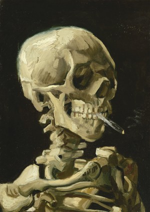 Art by Bluebird: Head of a Skeleton with a Burning Cigarette (1000) kunstpuzzel