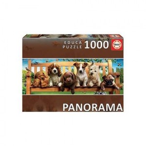 Educa: Puppies on a bench (1000) panoramapuzzel