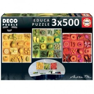 Educa: Exotic Fruits and Flowers (3x500) legpuzzels