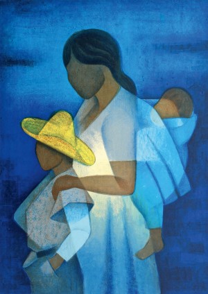 Art by Bluebird: La Mère et les Enfants (1000) verticale kunstpuzzel