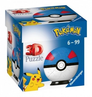 Ravensburger: 3D Pokémon Pokeball Blauw (55) kinderpuzzel