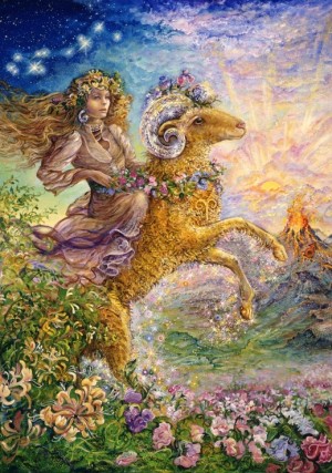 Grafika: Josephine Wall - Zodiac Sign Aries (2000) verticale puzzel OP = OP