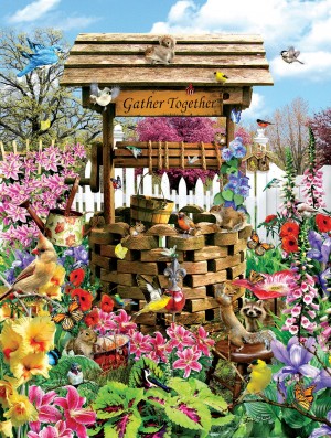 SunsOut: Birds at Wishing Well (1000) verticale puzzel