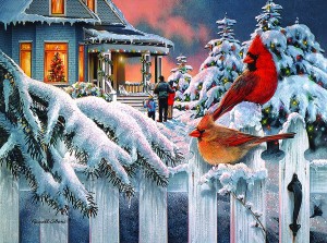 SunsOut: Cardinals at Home for Christmas (1000) kerstpuzzel