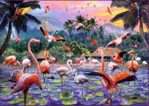 Ravensburger: Roze Flamingo's (1000) legpuzzel