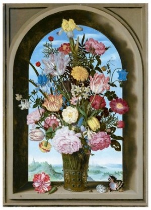 Puzzelman: Vaas met Bloemen in een venster - Ambrosius Bosschaert (1000) bloemenpuzzel