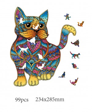 Rainbowooden Puzzles: Cat (99) houten legpuzzel