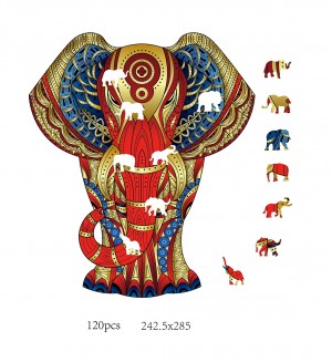Rainbowooden Puzzles: Elephant (120) houten legpuzzel
