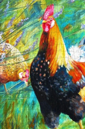 All Jigsaw Puzzles: Ronald W Butler's - Cock & Hen (300) houten legpuzzel