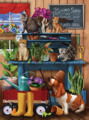 SunsOut: Trouble in the Potting Shed (1000) verticale puzzel