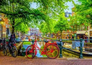 Bluebird: The Red Bike in Amsterdam (1000) legpuzzel