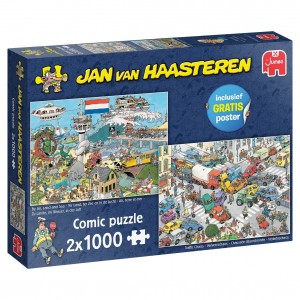 Jan van Haasteren: Verkeerschaos & Ter Land Ter Zee en in De Lucht (2x1000) legpuzzels