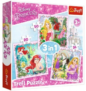 Trefl: Disney Princess 3in1 (20/36/50) kinderpuzzels