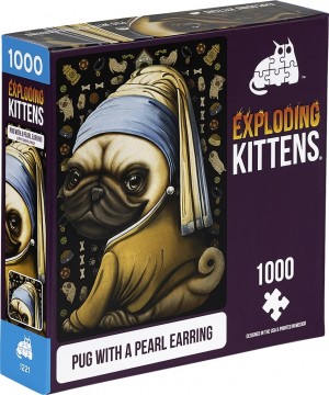 Exploding Kittens: Pug with a Pearl Earring (1000) legpuzzel