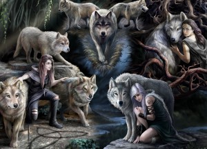 Bluebird: Anne Stokes - Wolf Collage (1500) legpuzzel