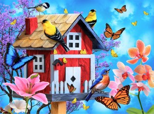 SunsOut: Red Birdhouse (1000) vogelpuzzel
