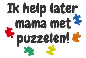 Slabbetje: Ik help later mama met puzzelen - wit