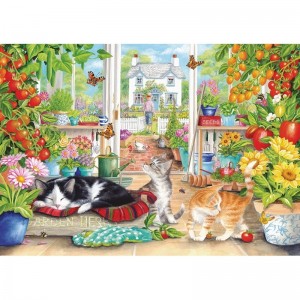 Otter House: Greenhouse Cats (1000) kattenpuzzel