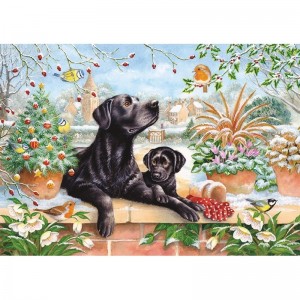 Otter House: Christmas Lab and Pup (1000) kerstpuzzel