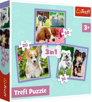 Trefl: Honden 3in1 (20/36/50) kinderpuzzels