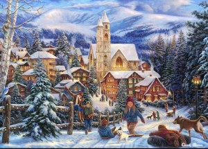 Bluebird: Sledding to Town (1500) kerstpuzzel
