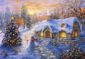 Bluebird: Christmas Cottage (1000) kerstpuzzel
