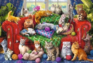 Trefl: Kittens on the Sofa (1500) kattenpuzzel