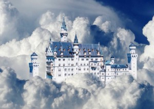 Bluebird: Neuschwanstein Castle in Clouds (500) legpuzzel