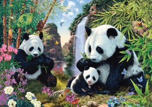 Schmidt: Pandafamilie bij de waterval (500) legpuzzel