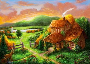 Enjoy: Cottage at Dusk (1000) legpuzzel