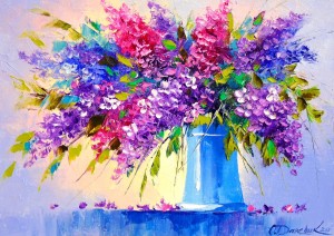 Enjoy: Bouquet of Lilacs in a Vase (1000) bloemenpuzzel