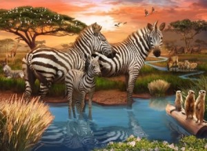Ravensburger: Zebra's bij de drinkplaats (500) legpuzzel